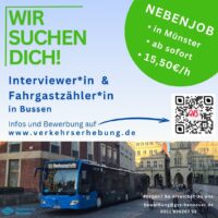 Interviewer*innen für Fahrgastbefragung in Bussen in Münster