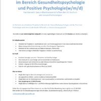 Studentische Hilfskraft im Bereich Gesundheitspsychologie und Positive Psychologie(w/m/d)